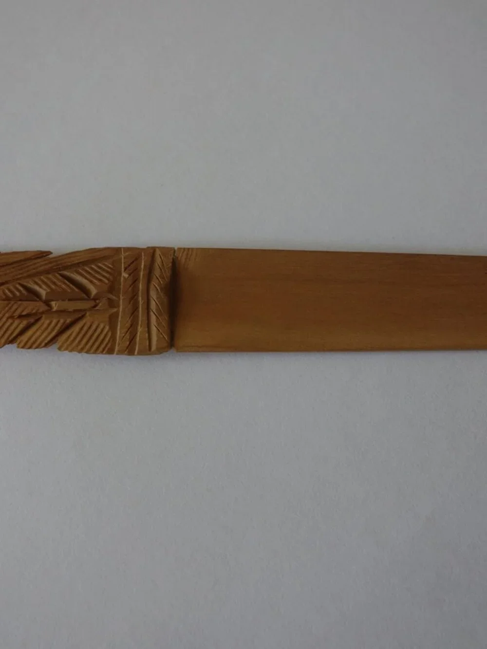 Vintage Carved Peacock Handle Wooden Letter Opener about 7.25